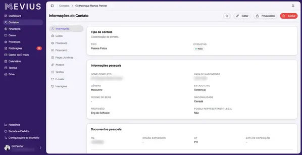 Screenshot: CRM Jurídico